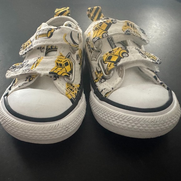 Converse All Star Infant Sneakers Construction Print Double Strap Size 3 - Picture 3 of 11